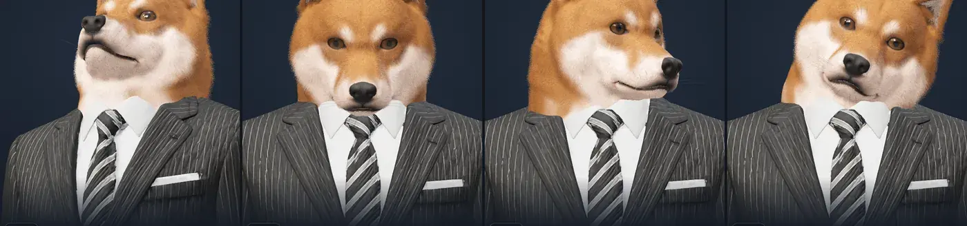 Aux positions extrêmes de la tête, après le masque de fourrure. Le menton ne rentre plus dans le col et rien ne traverse le tissu, mais il n'y a toujours pas de cou. C'est l'étape du col qui l'ouvre, et la reprise du costume qui le termine.