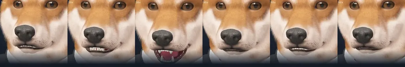 Six images d'une phrase prononcée.