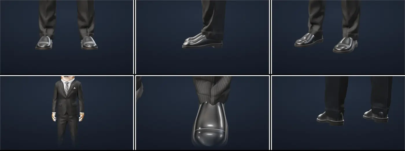 Les chaussures, construites dans la page.