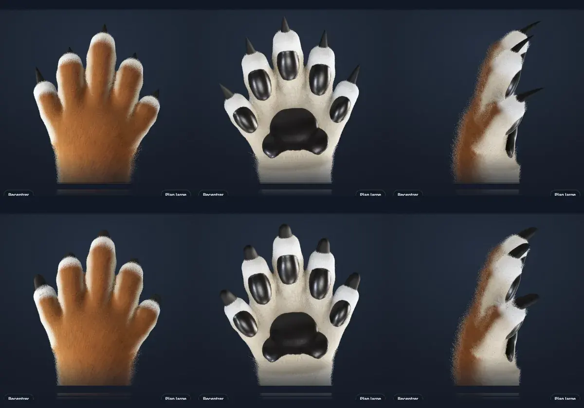 En haut les griffes d'avant, en bas le premier profil de chien.