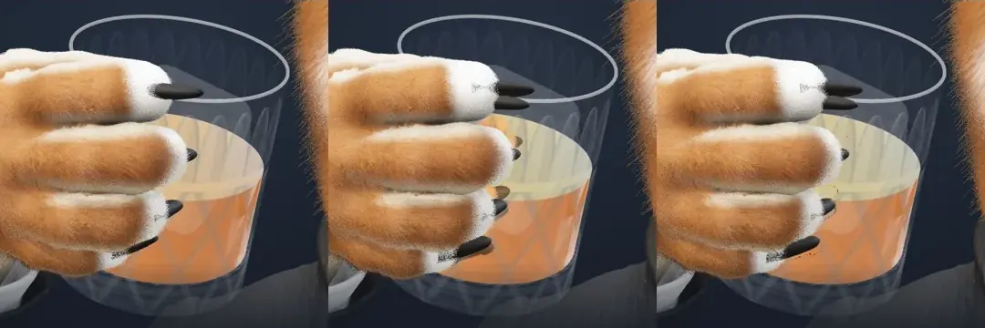 Les griffes dédoublées dans le whisky.
